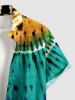 Spiral Ombre Tie Dye Print Hawaii Button Pocket Shirt For Men -  