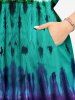 Spiral Ombre Tie Dye Print Hawaii Split Pocket A Line Midi Dress -  