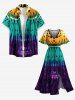Spiral Ombre Tie Dye Print Hawaii Split Pocket A Line Midi Dress -  