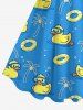 Robe trapèze hawaïenne à imprimé cocotier, canard et bouée - Pers XXS