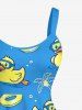 Robe trapèze hawaïenne à imprimé cocotier, canard et bouée - Pers XXS