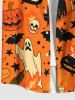 Halloween Pumpkin Witches Ghost Bat Skulls Print Button Pocket Shirt For Men -  