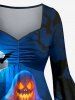 Halloween Pumpkin Ghost Bat Moon Print Ruched High Low Asymmetric Dress -  