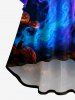 Halloween Pumpkin Ghost Bat Moon Print Ruched High Low Asymmetric Dress -  