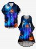 Halloween Pumpkin Ghost Bat Moon Print Ruched High Low Asymmetric Dress -  