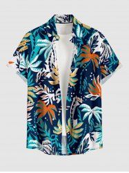 Chemise hawaïenne pour homme à imprimé cocotier, avec boutons et poche - Turquoise Foncée S