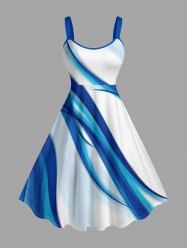 Robe trapèze Curve à imprimé ombré Hawaï - Bleu 5X