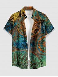 Chemise hawaïenne pour homme à boutons et poche, imprimé floral mandala tie-dye galaxie - Émeraude S