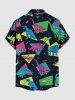 Tenue de plage hawaïenne assortie pour couples avec motif géométrique de dinosaure - Émeraude 