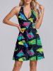 Tenue de plage hawaïenne assortie pour couples avec motif géométrique de dinosaure - Émeraude 
