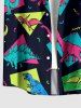 Tenue de plage hawaïenne assortie pour couples avec motif géométrique de dinosaure - Émeraude 