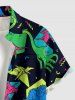 Tenue de plage hawaïenne assortie pour couples avec motif géométrique de dinosaure - Émeraude 