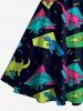 Tenue de plage hawaïenne assortie pour couples avec motif géométrique de dinosaure - Émeraude 