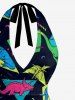 Tenue de plage hawaïenne assortie pour couples avec motif géométrique de dinosaure - Émeraude 