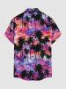 Tenue de plage Hawaii assortie pour couple avec imprimé cocotier et nuages colorés - Pourpre  