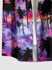Tenue de plage Hawaii assortie pour couple avec imprimé cocotier et nuages colorés - Pourpre  