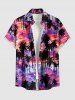 Tenue de plage Hawaii assortie pour couple avec imprimé cocotier et nuages colorés - Pourpre  
