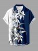 Flower Leaf Colorblock Print Matching Hawaii Beach Outfit For Couples -  