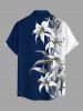 Flower Leaf Colorblock Print Matching Hawaii Beach Outfit For Couples -  