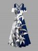 Flower Leaf Colorblock Print Matching Hawaii Beach Outfit For Couples -  