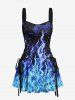 Tenue de plage hawaïenne assortie pour couples avec imprimé flamme dégradé galaxie - Pers 
