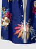 Tenue assortie de plage hawaïenne pour couple à motif fleurs, feuilles et branches - Cadetblue 