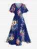 Tenue assortie de plage hawaïenne pour couple à motif fleurs, feuilles et branches - Cadetblue 
