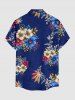Tenue assortie de plage hawaïenne pour couple à motif fleurs, feuilles et branches - Cadetblue 