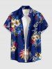 Tenue assortie de plage hawaïenne pour couple à motif fleurs, feuilles et branches - Cadetblue 