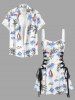 Coconut Tree Sea Waves Sailboat Flowers Print Lace Up Hawaii Tank Dress -  
