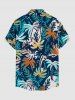 Chemise hawaïenne pour homme à imprimé cocotier, avec boutons et poche - Turquoise Foncée S
