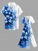 Robe midi hawaïenne fendue à imprimé fleurs et feuilles - Bleu M
