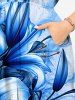 Robe midi hawaïenne fendue à imprimé fleurs et feuilles - Bleu M