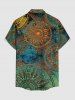 Chemise hawaïenne pour homme à boutons et poche, imprimé floral mandala tie-dye galaxie - Émeraude S