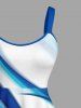Robe trapèze à imprimé hawaïen dégradé courbe - Bleu 6X