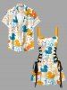 Cute Duck Print Hawaii Lace Up A Line Dress -  