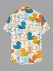 Cute Duck Print Hawaii Button Pocket Shirt For Men -  
