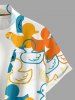 Cute Duck Print Hawaii Button Pocket Shirt For Men -  
