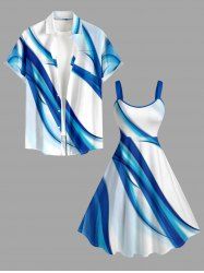 Ombre Curve Print Matching Hawaii Beach Outfit For Couples -  