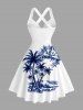 Coconut Tree Skulls Sea Waves Ship Rudder Cruise Print Matching Hawaii Beach Outfit For Couples -  