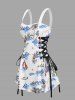 Coconut Tree Sea Waves Sailboat Flowers Print Matching Hawaii Beach Outfit For Couples -  