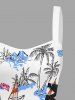 Coconut Tree Sea Waves Sailboat Flowers Print Matching Hawaii Beach Outfit For Couples -  