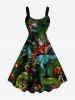 Tenue de plage hawaïenne assortie pour couples à imprimé Père Noël dinosaure cadeau bonbon - Vert profond 
