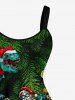 Tenue de plage hawaïenne assortie pour couples à imprimé Père Noël dinosaure cadeau bonbon - Vert profond 