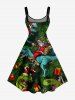 Tenue de plage hawaïenne assortie pour couples à imprimé Père Noël dinosaure cadeau bonbon - Vert profond 