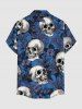 Tenue de plage hawaïenne assortie à imprimé crânes, fleurs, feuilles et branches pour couples - Bleu 