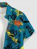 Tenue assortie de plage hawaïenne pour les couples avec imprimé graffiti dinosaure tigre lettres - Paon Bleu 