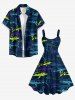 Sharks Print Hawaii Tank Dress(Adjustable Shoulder Strap) -  