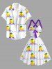 Ducks Swimming Ring Sea Waves Print Crisscross Straps Bowknot Hawaii Tank Dress -  