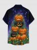 Halloween Pumpkin Flowers Galaxy Glitter 3D Print Buttons Pocket Shirt For Men -  